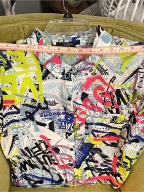 Graffiti-Print Kids Button-Up Shirt - Neon Multi